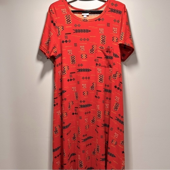 LulaRoe Carly Long Dress High Low Hem Stretchy Comfortable Front Pocket Casual M - Picture 4 of 10